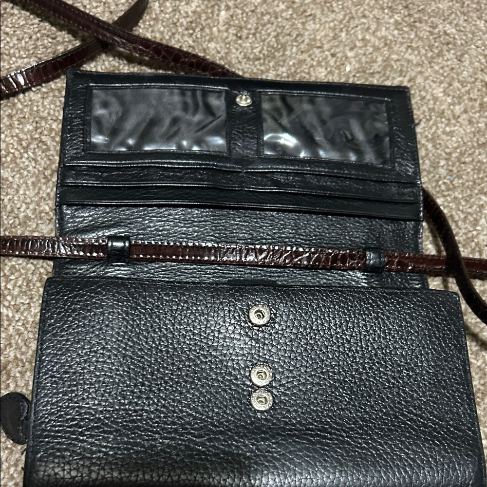 Brighton Two-Toned Crocodile Embossed Leather Brown & Black Crossbody Bag - Picture 2 of 9